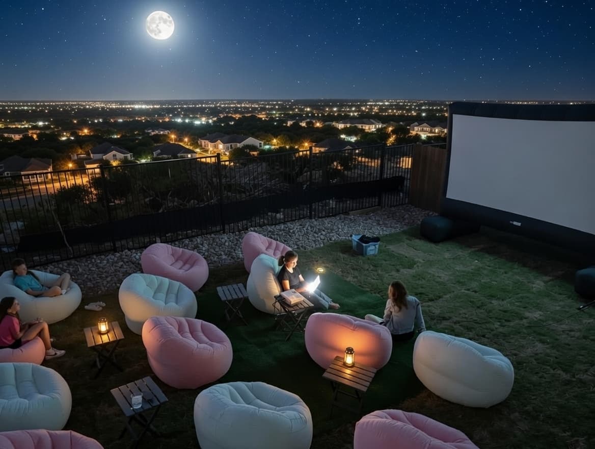 Outdoor movie setup 2 in Pflugerville